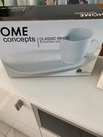 Home Concepts wit nieuw ontbijtsetje kop en grote schotel, Ophalen of Verzenden, Zo goed als nieuw, Overige stijlen, Kop(pen) en/of Schotel(s)