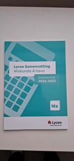 Lyceo samenvatting wiskunde A Havo , examenstof 2022/2023, Ophalen of Verzenden, Beta, Zo goed als nieuw, HBO