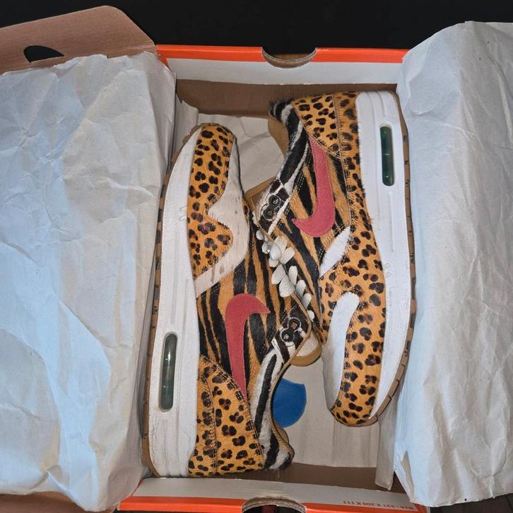 Nike Air Max 1 Animal Supreme 1.0 - Maat 42, Kleding | Heren, Schoenen, Gedragen, Sneakers of Gympen, Bruin, Ophalen