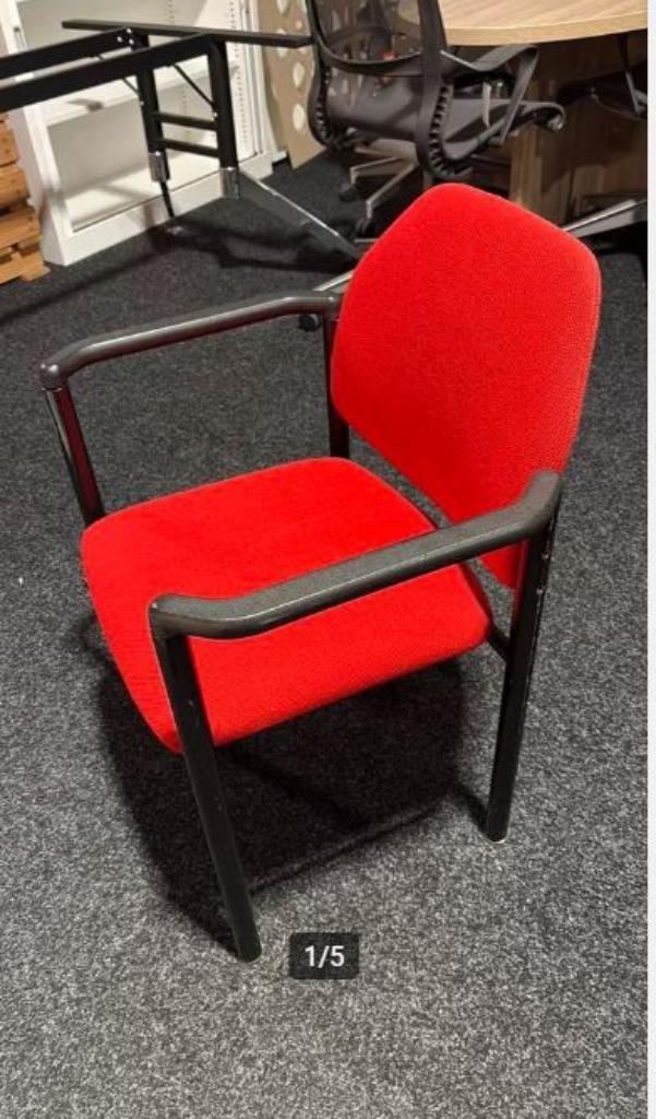 Lande Design Stoel - Vergaderstoel Rood, Huis en Inrichting, Stoelen, Gebruikt, Vier, Kunststof, Rood, Ophalen of Verzenden