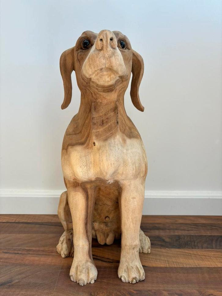 Handgemaakte suar-houten labrador - GROOT +/- 50cm hoog, Antiek en Kunst, Kunst | Beelden en Houtsnijwerken, Ophalen of Verzenden
