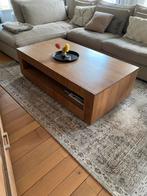 Robuuste eikenhouten salontafel van Van Dijk, Huis en Inrichting, Tafels | Salontafels, Ophalen, 100 tot 150 cm, Eikenhout, 50 tot 100 cm