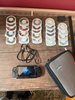 Psp met spellen en films en camera, Spelcomputers en Games, Ophalen, Gebruikt, Zwart, Met games