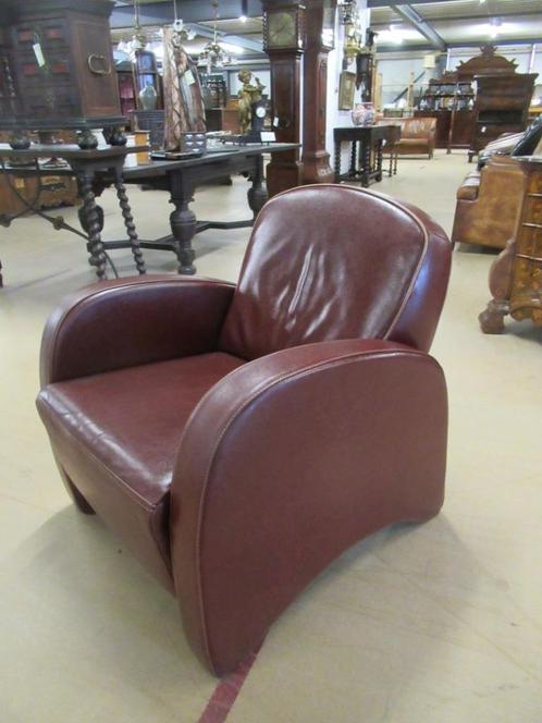 Oer 11256 vintage rood leren design fauteuil, Huis en Inrichting, Fauteuils, Leer, Ophalen