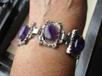 RVS amethyst armband, Ophalen of Verzenden, Zo goed als nieuw, Zilver, Met edelsteen
