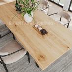 Eiken boomstamtafel eettafel massief 160-300cm | A-Kwaliteit, Ophalen of Verzenden, Vijf personen of meer, Rechthoekig, Nieuw