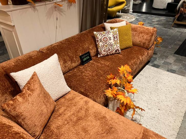 Leolux Faya Lobi hoekbank  XL cognac kleurige stof, Huis en Inrichting, Banken | Complete zithoeken, Zo goed als nieuw, Stof, Ophalen of Verzenden