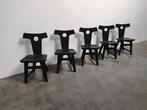 brutalist vintage eiken solid oak chairs 60s zwart design, Antiek en Kunst, Ophalen
