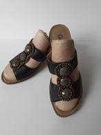 Prachtige zwart leren slippers Gabor 37.5, Zwart, Gabor, Zo goed als nieuw, Sandalen of Muiltjes