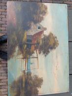 Schilderij op Hout - Rivierlandschap, Ophalen of Verzenden