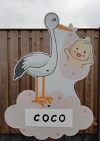 Geboortebord Ooievaar Roze te huur/huren Zwolle, Zo goed als nieuw, Geboortebord, Info@bezigebijtjezzz.nl, Ophalen