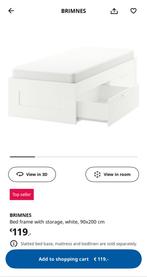 IKEA Brimnes Bed + ABYGDA Matras (90x200) - Zo Goed Als Nieu, Huis en Inrichting, Slaapkamer | Matrassen en Bedbodems, Ophalen