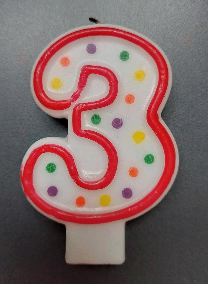 Taart kaars 3 jaar versiering feest verjaardag, Hobby en Vrije tijd, Taarten en Cupcakes maken, Zo goed als nieuw, Versiering