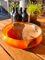 Oranje hout/epoxy gegoten schaal, Ophalen of Verzenden, Nieuw, Oranje, Schaal