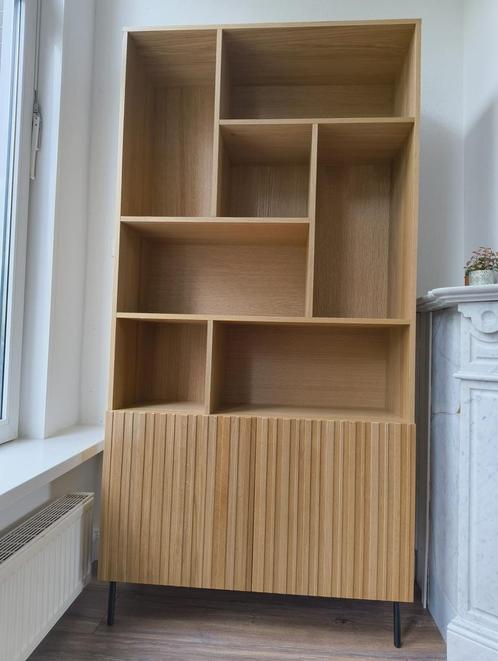 WOOOD gravure boekenkast (200x100x35), Huis en Inrichting, Kasten | Boekenkasten, Zo goed als nieuw, 50 tot 100 cm, 150 tot 200 cm
