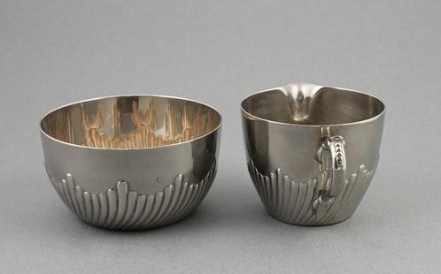 WMF jaren '30 verzilverd roomstel suikerpot en melkkannetje, Antiek en Kunst, Curiosa en Brocante, Verzenden