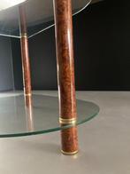 Hollywood regency bijzettafel, Huis en Inrichting, Tafels | Bijzettafels, Gebruikt, Rond, 55 tot 75 cm, Glas