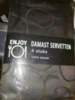 Partij Luxe Damast Servetten (zwart) voor sfeervol dineren, Ophalen of Verzenden, Nieuw, Zwart