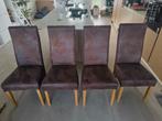 Gratis vier eettafel stoelen, Ophalen, Gebruikt, Bruin, Leer