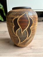 Vintage vaas (Handarbeit), Overige kleuren, Ophalen of Verzenden, Minder dan 50 cm, Glas