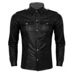 Zwart leren overhemd met knopen / wetlook lakleer heren, Kleding | Heren, Overhemden, Verzenden, Nieuw, Zwart, Overige halswijdtes