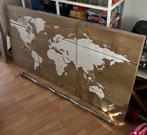Wereldkaart op Steigerhout - 3 Delig, Ophalen, Nieuw