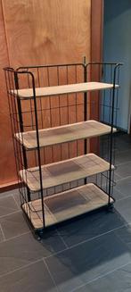 Zwarte bakkerkast met houten planken, Huis en Inrichting, Ophalen, Met plank(en), Minder dan 50 cm, 100 tot 150 cm