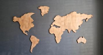 houten afbeeldingen ' de wereld' / wereldmap hout decoratie  beschikbaar voor biedingen