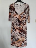 Ned dames jurk beige kleurig met zebra print en v-hals, Beige, Maat 42/44 (L), Ophalen of Verzenden, Zo goed als nieuw