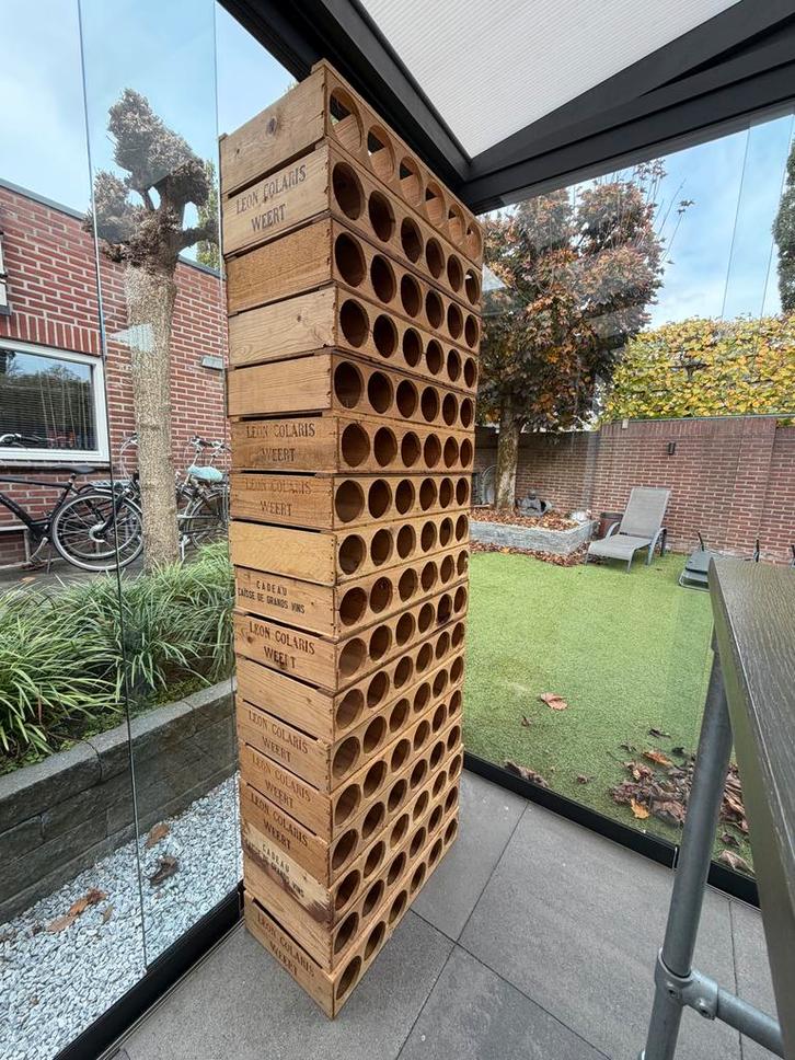 Wijnkisten als Wijnrek, Huis en Inrichting, Woonaccessoires | Wijnrekken, Gebruikt, 75 cm of meer, Hout, 25 flessen of meer, Ophalen of Verzenden