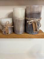 Stompkaarsen Set Wit/Taupe/Grijs, Overige materialen, Wit, Nieuw, Ophalen of Verzenden