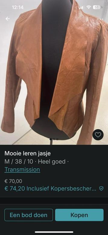 Prachtig leren jasje van het merk transmission beschikbaar voor biedingen