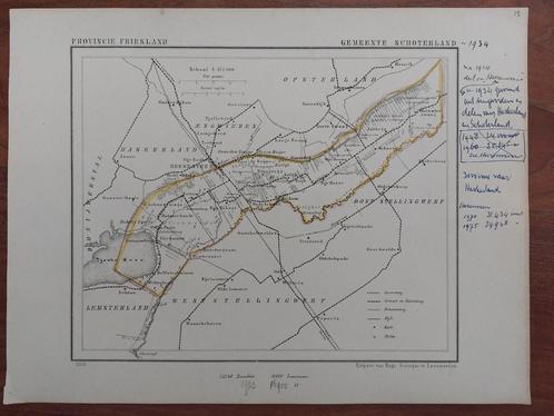 19 / Gemeente Schoterland Litho uit 1866 van J. Kuyper, Antiek en Kunst, Kunst | Litho's en Zeefdrukken, Ophalen of Verzenden