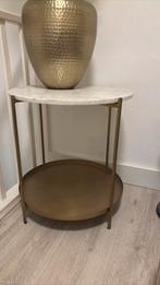 bijzettafel chantal marmer met messing karwei, Huis en Inrichting, Minder dan 55 cm, Metaal of Aluminium, Rond, Zo goed als nieuw