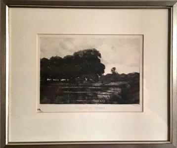 J.H. Wijsmuller ‘Landschap bij Zutphen’ ets in lijst beschikbaar voor biedingen