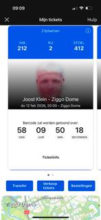 2x zitplaatsen Joost Klein, Twee personen, Februari