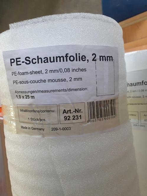 Ondervloer voor laminaat Basis Foam wit 2mm - 25m² per rol, Doe-het-zelf en Verbouw, Isolatie en Afdichting, Nieuw, Vloerisolatie