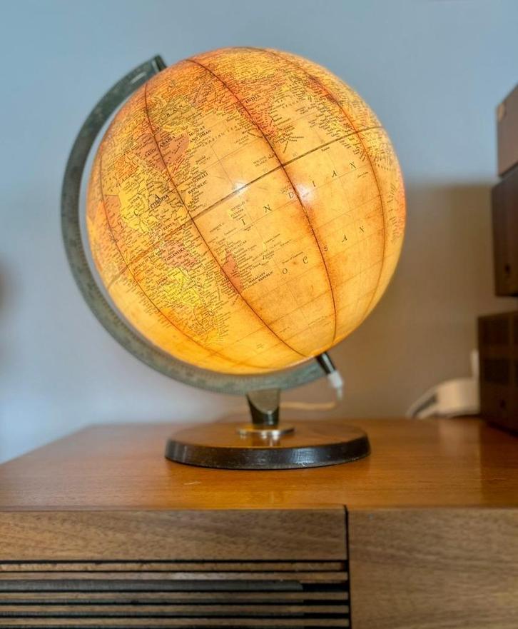 SCAN GLOBE A/S DENMARK / 1960 / Wereldbol vintage, Huis en Inrichting, Woonaccessoires | Wereldbollen, Gebruikt, Verlicht, Ophalen of Verzenden