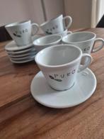 Set van 6 Puro kopjes met schotels - nette staat, Gebruikt, Keramiek, Ophalen of Verzenden, Effen
