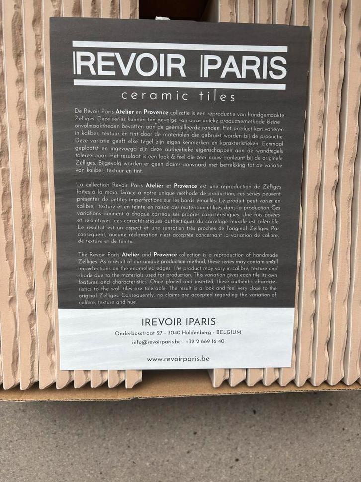 Revoir Paris Keramische Wandtegels - Nieuw in doos!, Doe-het-zelf en Verbouw, Tegels, Nieuw, Wandtegels, Keramiek, 20 tot 40 cm