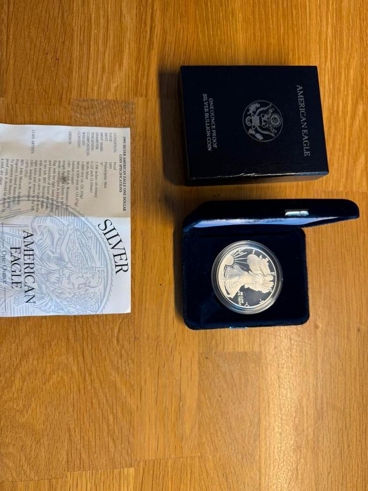 American Eagle zilveren munt | 1995-P Proof - zeldzaam, Postzegels en Munten, Munten | Amerika, Setje, Noord-Amerika, Zilver, Ophalen of Verzenden