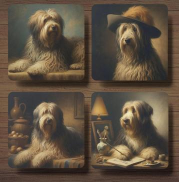 Catalaanse Herder Rembrandt stijl onderzetters met houder beschikbaar voor biedingen