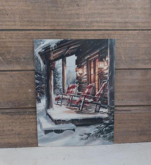 Kerst-kaart 3 schommelstoelen in de sneeuw, Verzamelen, Ansichtkaarten | Themakaarten, Ongelopen, 1980 tot heden, Feest(dag), Ophalen of Verzenden