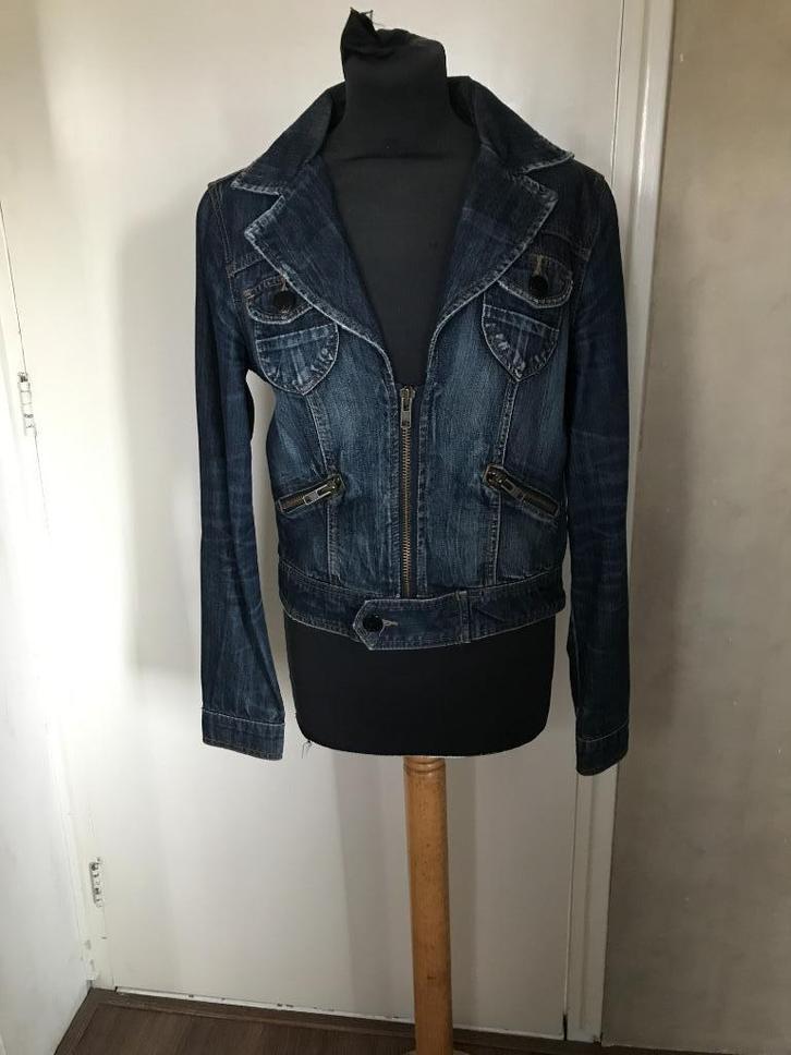korte spijkerjas (Geisha Jeans), Kleding | Dames, Jassen | Zomer, Gedragen, Maat 38/40 (M), Blauw, Ophalen of Verzenden