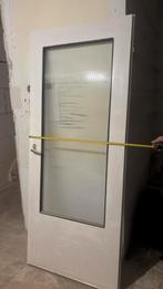 Opdekdeur met ribbel glas 200x80 uit 1970, Doe-het-zelf en Verbouw, Deuren en Horren, Ophalen, Gebruikt, Minder dan 80 cm, Binnendeur