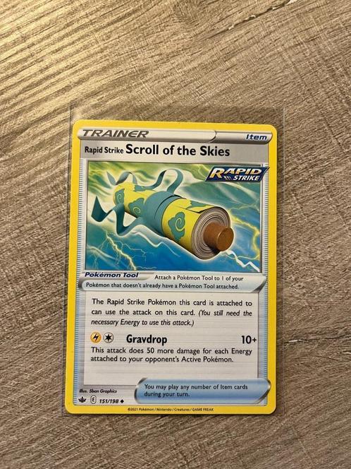 Rapid Strike Scroll of the Skies 151/198 Chilling Reign, Hobby en Vrije tijd, Verzamelkaartspellen | Pokémon, Nieuw, Losse kaart