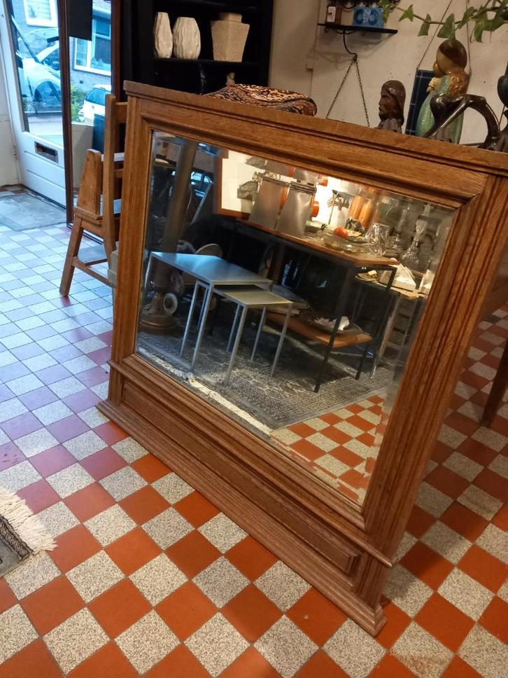 Elegante eikenhouten spiegel met facet., Huis en Inrichting, Woonaccessoires | Spiegels, Zo goed als nieuw, 100 tot 125 cm, 100 tot 150 cm