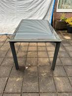Metalen tuintafel met glasplaat MOET ZEER SNEL WEG, Ophalen, Gebruikt, Rechthoekig, Metaal