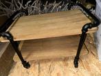 Industriële Bijzettafel Hout/Metaal, Minder dan 45 cm, Minder dan 55 cm, Gebruikt, Ophalen of Verzenden