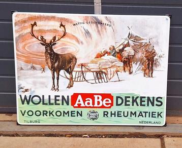 Pracht repro emaille reclame bord Wollen AaBe Dekens Tilburg beschikbaar voor biedingen